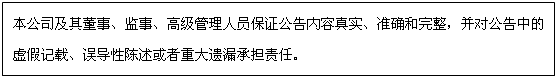 文本框: 本公司及其董事、監(jiān)事、高級管理人員保證公告內(nèi)容真實、準確和完整,并對公告中的虛假記載、誤導性陳述或者重大遺漏承擔責任。