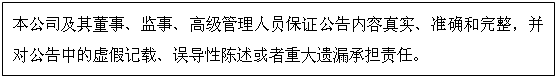文本框: 本公司及其董事、監(jiān)事、高級管理人員保證公告內(nèi)容真實、準確和完整,并對公告中的虛假記載、誤導性陳述或者重大遺漏承擔責任。